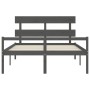 Cama de matrimonio personas mayores cabecero madera maciza gris