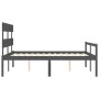 Cama de matrimonio personas mayores cabecero madera maciza gris