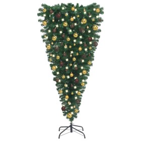 Árbol de Navidad artificial invertido con LEDs y bolas 240 cm