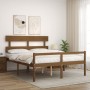 Cama de matrimonio personas mayores cabecero madera marrón miel