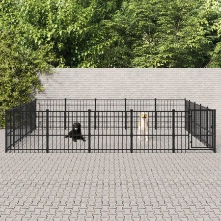 Perrera de exterior de acero 23,52 m² by vidaXL, Dog kennels and fences - Ref: Foro24-3124635, Price: 668,48 €, Discount: %