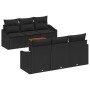 Conjunto de sofá de jardín con cojín 7 pcs Negro Poliratán