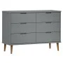 MOLDE bedside table solid gray pine wood 113x40x80 cm by vidaXL, Drawers - Ref: Foro24-350509, Price: 278,15 €, Discount: %