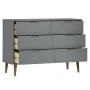 MOLDE bedside table solid gray pine wood 113x40x80 cm by vidaXL, Drawers - Ref: Foro24-350509, Price: 278,15 €, Discount: %