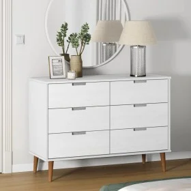 Bedside table MOLDE made of solid pine wood, white, 113x40x80 cm by vidaXL, Drawers - Ref: Foro24-350508, Price: 219,40 €, Di...