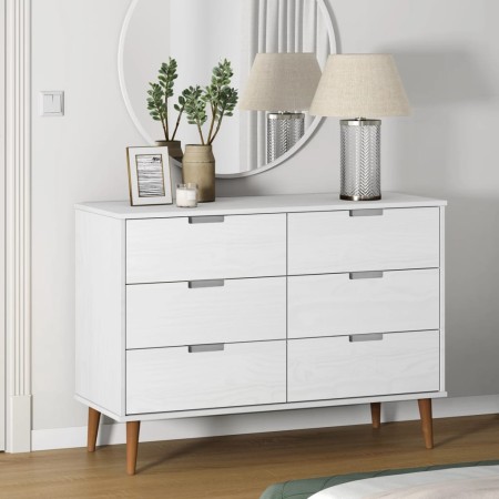 MOLDE Nachttisch aus massivem Kiefernholz weiß 113x40x80 cm von vidaXL, Schubladen - Ref: Foro24-350508, Preis: 223,11 €, Rab...