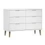 Bedside table MOLDE made of solid pine wood, white, 113x40x80 cm by vidaXL, Drawers - Ref: Foro24-350508, Price: 219,40 €, Di...