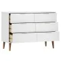 Bedside table MOLDE made of solid pine wood, white, 113x40x80 cm by vidaXL, Drawers - Ref: Foro24-350508, Price: 219,40 €, Di...
