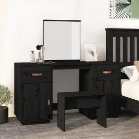 Dresser with solid black pine wood mirror by vidaXL, Bedroom Dressers - Ref: Foro24-3107838, Price: 253,72 €, Discount: %