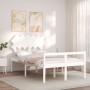 Cama para personas mayores con cabecero madera maciza blanco