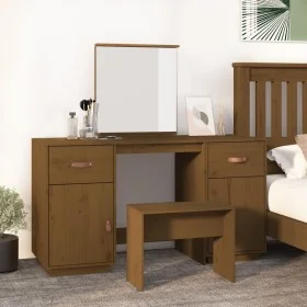 Dressing table with mirror solid honey brown pine wood by vidaXL, Bedroom Dressers - Ref: Foro24-3107837, Price: 240,61 €, Di...