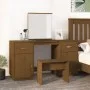Tocador con espejo madera maciza de pino marrón miel de vidaXL, Tocadores para dormitorios - Ref: Foro24-3107837, Precio: 240...