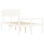Cama para personas mayores con cabecero madera maciza blanco