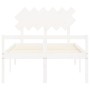 Cama para personas mayores con cabecero madera maciza blanco