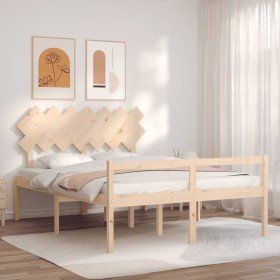 Cama para personas mayores con cabecero madera maciza 140x190cm en Camas y somieres | Comprar online en Foro24