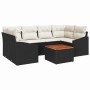 Conjunto de sofá de jardín con cojín 7 pcs Negro Poliratán