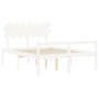 Cama matrimonio personas mayores cabecero madera maciza blanco