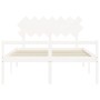 Cama matrimonio personas mayores cabecero madera maciza blanco