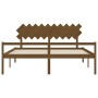 Cama personas mayores cabecero madera marrón miel 200x200 cm