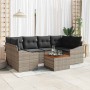 Conjunto de sofá de jardín con cojín 7 pcs Gris Poliratán