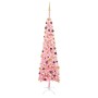 Árbol de Navidad delgado con LEDs y bolas rosa 240 cm