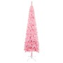 Árbol de Navidad delgado con LEDs y bolas rosa 240 cm