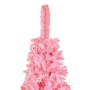 Árbol de Navidad delgado con LEDs y bolas rosa 240 cm