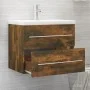 Waschbeckenschrank aus geräuchertem Eichensperrholz, 60 x 38,5 x 48 cm von vidaXL, Badezimmermöbel - Ref: Foro24-815642, Prei...