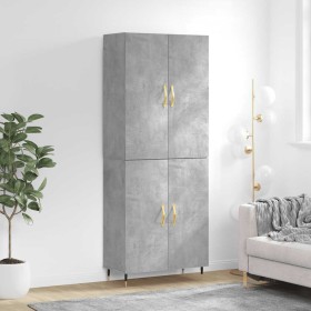 Aparador alto madera contrachapada gris hormigón 69,5x34x180 cm