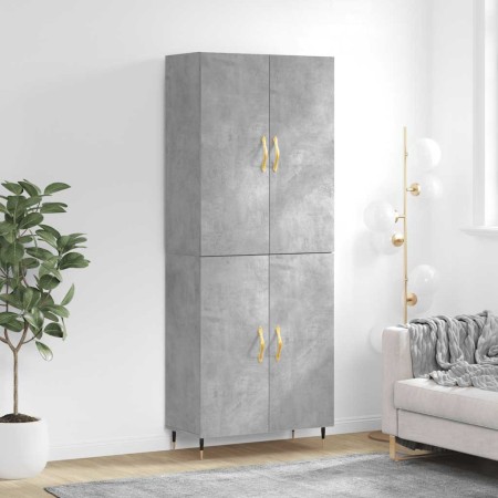 Aparador alto madera contrachapada gris hormigón 69,5x34x180 cm
