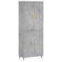 Aparador alto madera contrachapada gris hormigón 69,5x34x180 cm