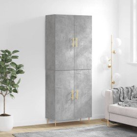 Aparador alto madera contrachapada gris hormigón 69,5x34x180 cm