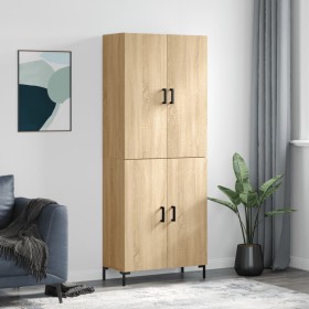 Aparador alto madera contrachapada color roble 69,5x34x180 cm