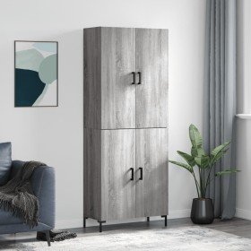 Aparador alto madera contrachapada gris sonoma 69,5x34x180 cm