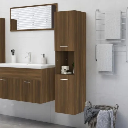 Armario de baño madera de ingeniería marrón roble 30x30x130 cm de vidaXL, Muebles de baño - Ref: Foro24-815641, Precio: 64,19...
