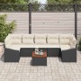 Conjunto de sofá de jardín con cojín 8 pcs Negro Poliratán