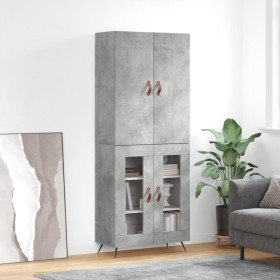 Aparador alto madera contrachapada gris hormigón 69,5x34x180 cm