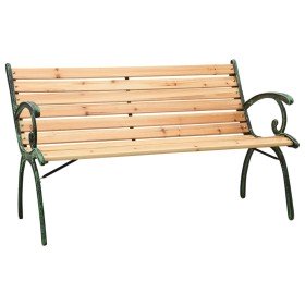 Banco de jardín hierro fundido y madera maciza de abeto 116 cm Banco de jardín hierro fundido y madera maciza de abeto 116 cm