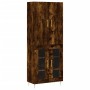 Aparador alto madera contrachapada roble ahumado 69,5x34x180 cm