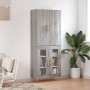 Aparador alto madera contrachapada gris sonoma 69,5x34x180 cm