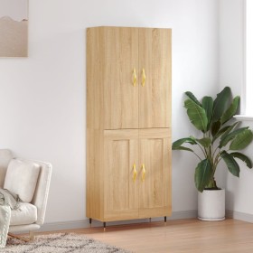 Aparador alto madera contrachapada color roble 69,5x34x180 cm