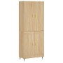 Aparador alto madera contrachapada color roble 69,5x34x180 cm