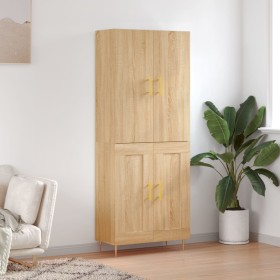 Aparador alto madera contrachapada color roble 69,5x34x180 cm