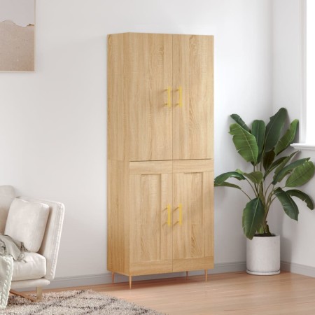 Aparador alto madera contrachapada color roble 69,5x34x180 cm