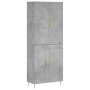 Aparador alto madera contrachapada gris hormigón 69,5x34x180 cm
