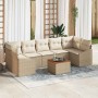 Conjunto de sofá de jardín con cojín 8 pcs Beige Poliratán