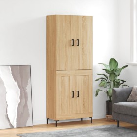 Aparador alto madera contrachapada color roble 69,5x34x180 cm