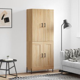 Aparador alto madera contrachapada color roble 69,5x34x180 cm