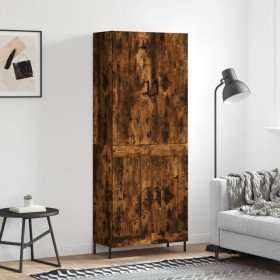 Aparador alto madera contrachapada roble ahumado 69,5x34x180 cm