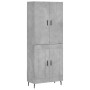 Aparador alto madera contrachapada gris hormigón 69,5x34x180 cm